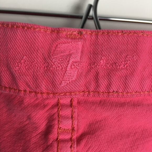 7 For All Mankind Jeans The Slim Cigarette Distressed Peony Pink - Picture 9 of 12